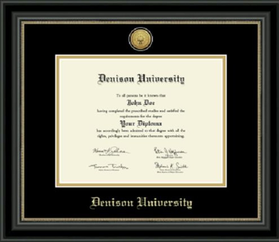 Gifts & Collectibles Denison University | Engraved Black On Black Noir Diploma Frame