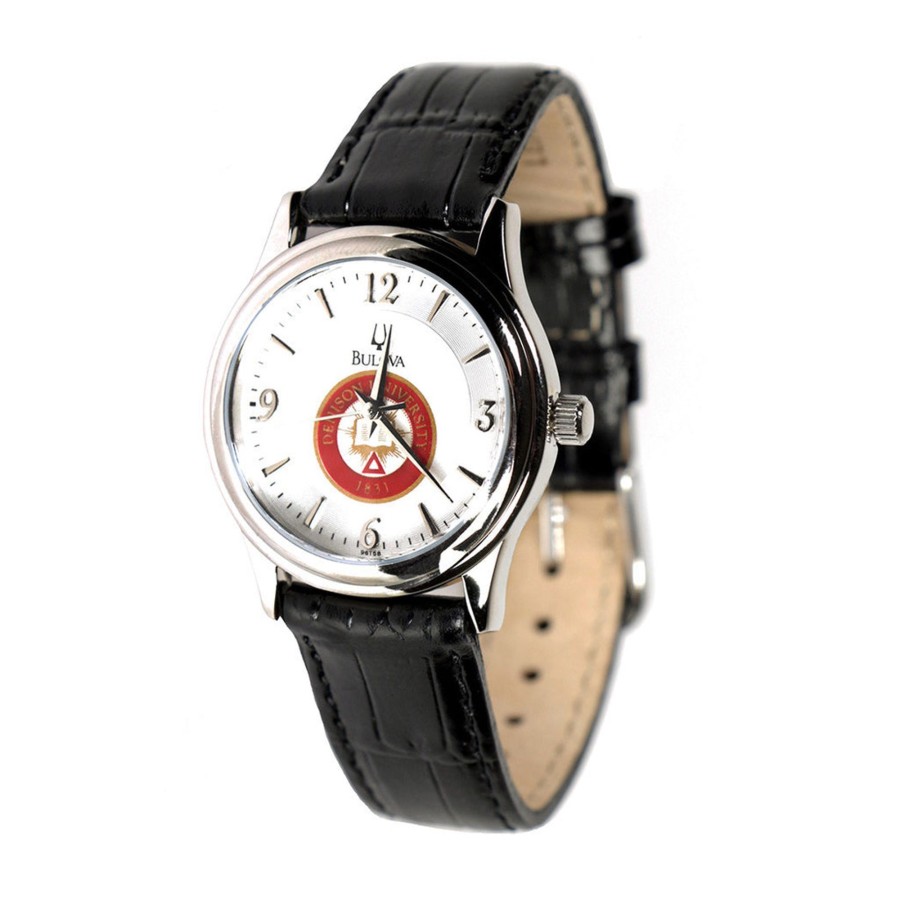 Accessories Denison University | Lady Bulova Round Leather Watch - Silver