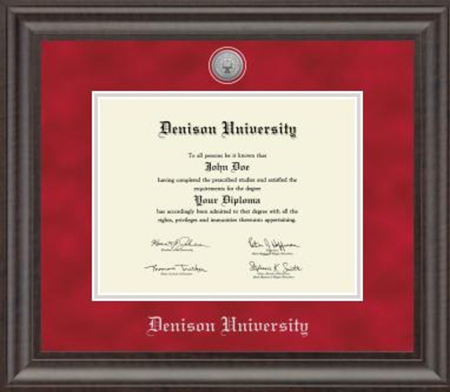 Gifts & Collectibles Denison University | Acadia Medallion Red Suede Diploma Frame