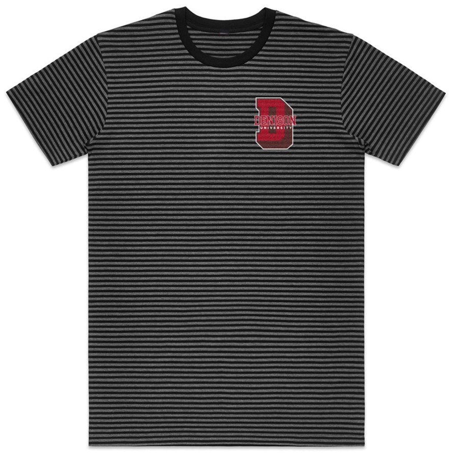 Women Denison University | Bowery Stripe Short Sleeve Tee Charcoal/Black