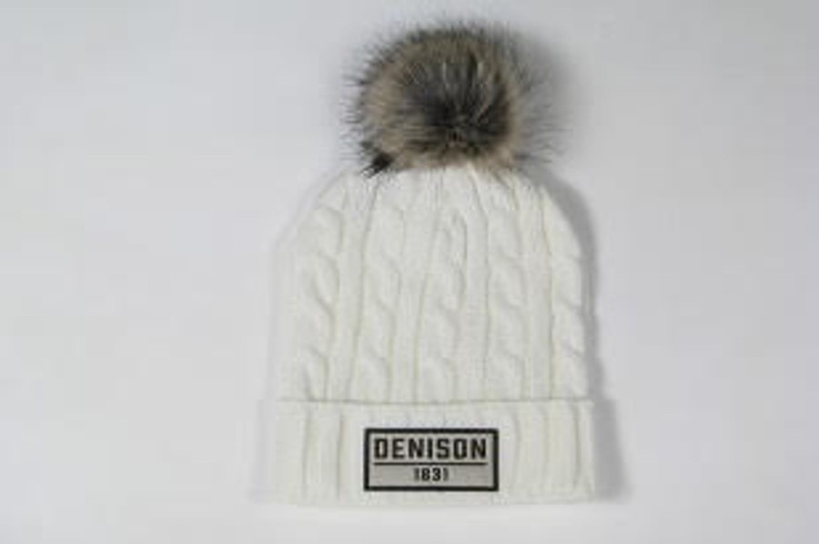 Hats Denison University | League Marled Faux Fur Pom Cable Beanie (2 Colors)