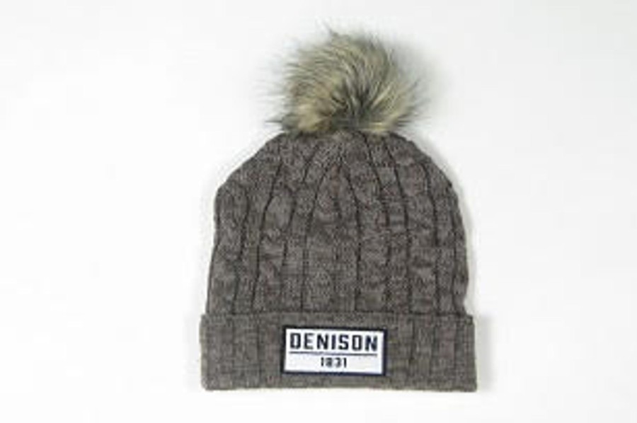 Hats Denison University | League Marled Faux Fur Pom Cable Beanie (2 Colors)