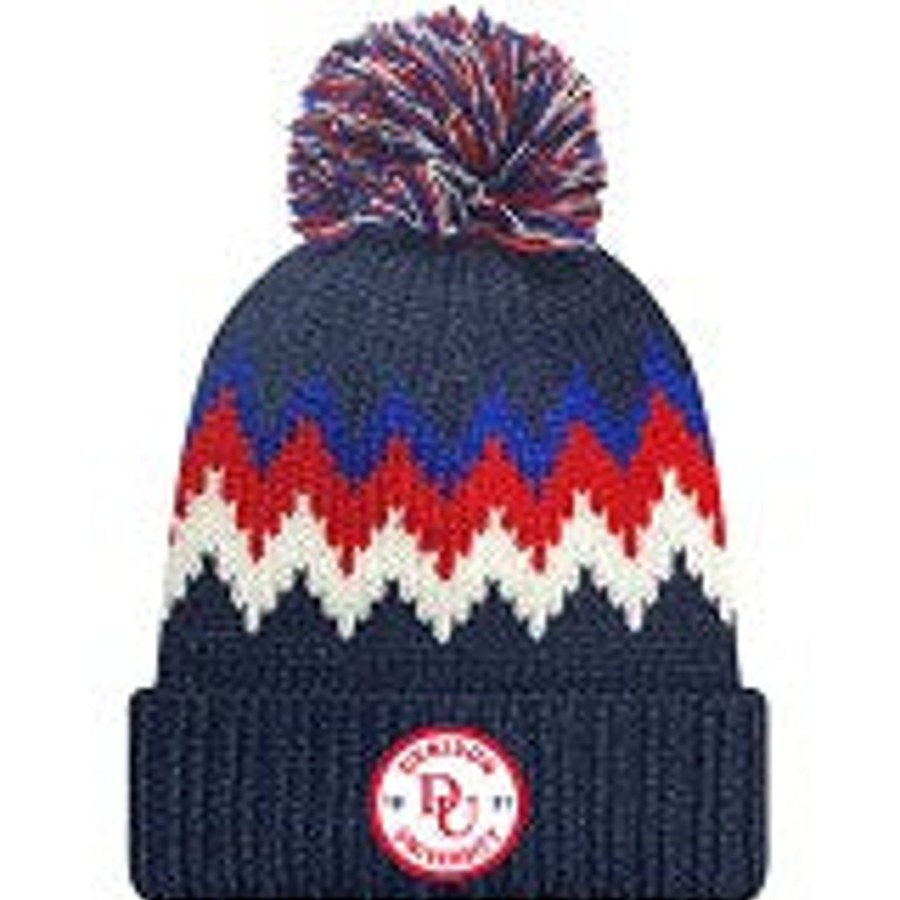 Accessories Shop Denison | League Zig Zag Cuff Beanie With Pom