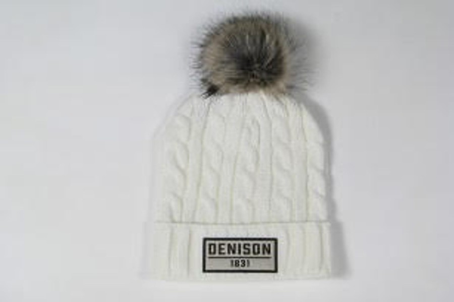 Accessories Denison University | League Marled Faux Fur Pom Cable Beanie (2 Colors)